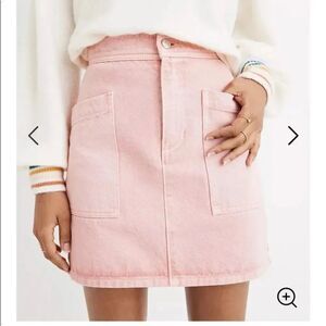 NWT Madewell Pink Denim Jean Garment Dyed High Waist Skirt Small - Waist 26